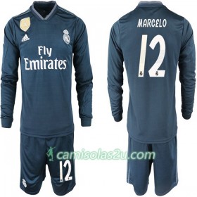 Camisolas de Futebol Real Madrid MARCELO 12 Criança Equipamento Alternativa 2018/19 Manga Comprida